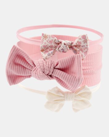 Baby Girl 3-Pack Bow Headwraps - Pink, 