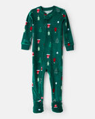 Baby Christmas Trees DreamPlush Long-Sleeve Snug Fit 1-Piece Pajamas - Green, image 1 of 4 slides
