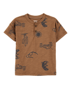 Baby 2-Piece Desert Print Henley Tee & Pull-On Shorts Set - Brown, image 2 of 6 slides