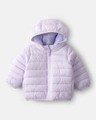 Baby Packable Hooded Puffer Jacket - Purple, image 1 of 4 slides