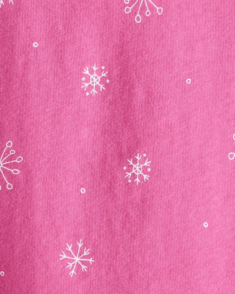 Baby Girl Snowflake Print Long-Sleeve Pocket Tee - Pink, image 2 of 3 slides