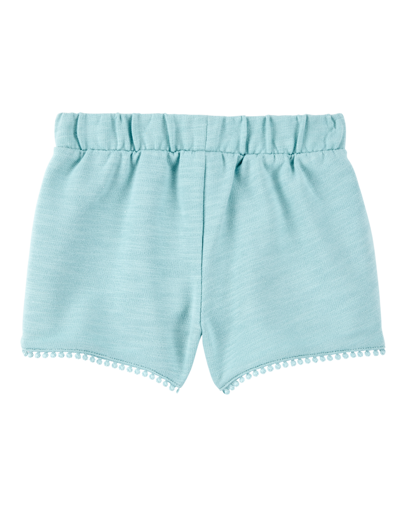 Toddler 2-Piece Floral Ribbed Tank Top & Pom Pom Dolphin Shorts Set - Turquoise, image 5 of 8 slides