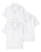 Kid 3-Pack Active Uniform Polo Shirts in Moisture Wicking BeCool&trade; Fabric - White, image 1 of 3 slides