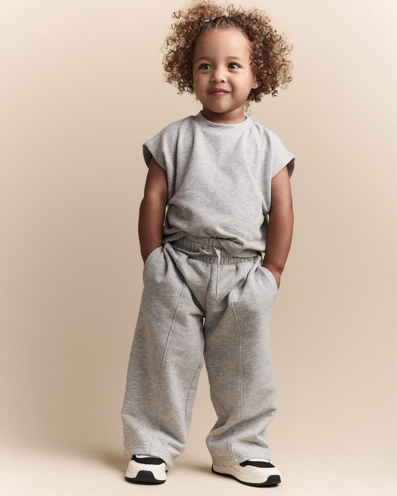Toddler Girl Linda Wide Leg Pant - Heather Grey, image 3 of 7 slides