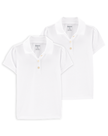 Toddler 2-Pack Pique Uniform Polo Shirts -  White, 