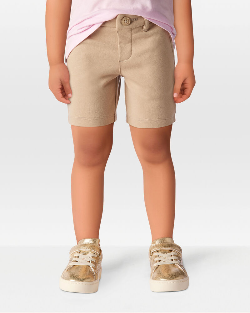 Toddler 3-Pack Ponte Knit Uniform Shorts - Khaki, image 5 of 6 slides
