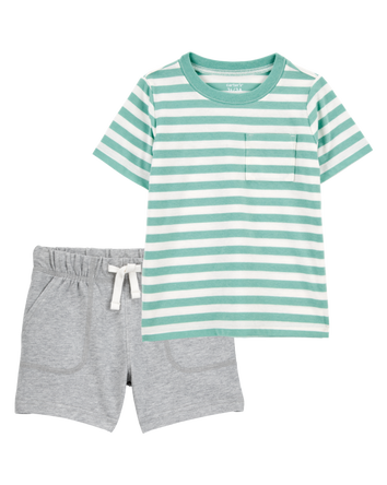 Baby 2-Piece Striped Tee & French Terry Shorts Set, 