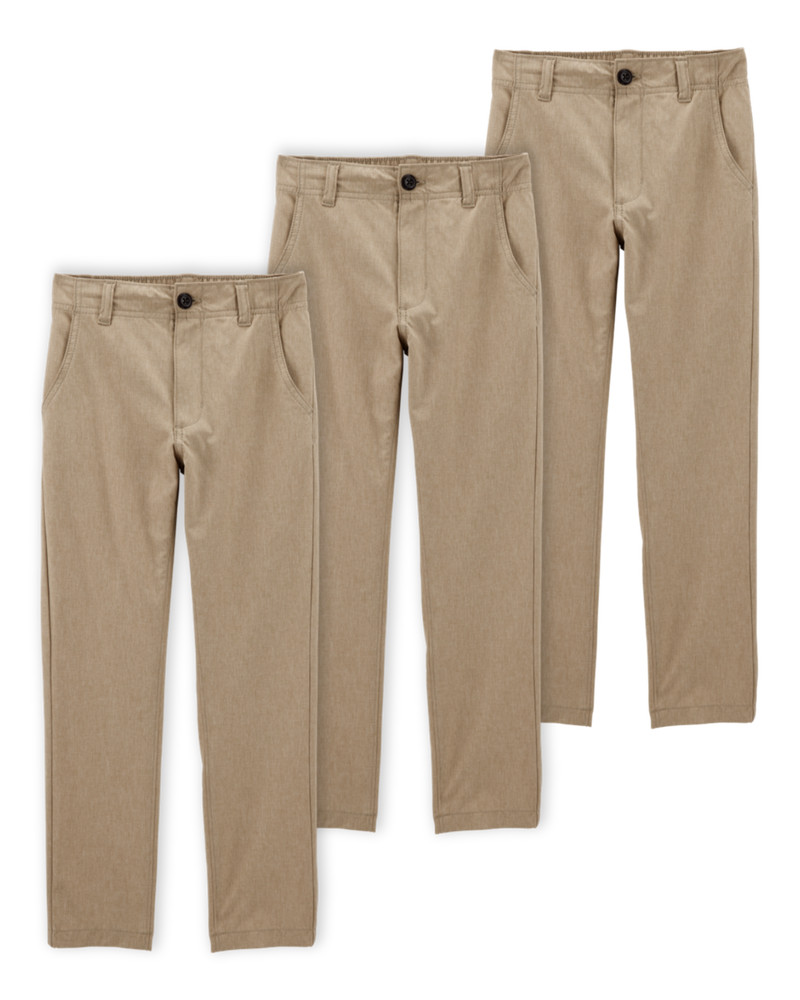 Kid 3-Pack Active Uniform Pull-On Pants - Khaki, image 1 of 4 slides