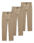 Kid 3-Pack Active Uniform Pull-On Pants - Khaki, image 1 of 4 slides