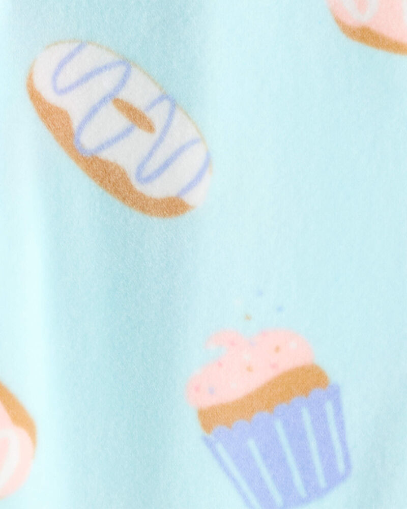 Baby Girl Donuts Print DreamPlush Long-Sleeve Snug Fit 1-Piece Pajamas - Blue, image 3 of 4 slides
