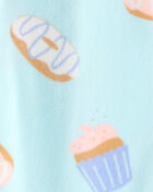 Baby Girl Donuts Print DreamPlush Long-Sleeve Snug Fit 1-Piece Pajamas - Blue, image 3 of 4 slides