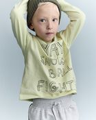 Toddler Snow Ball Fight!' Long-Sleeve Pocket Relaxed Graphic Tee - Lime, image 1 of 6 slides