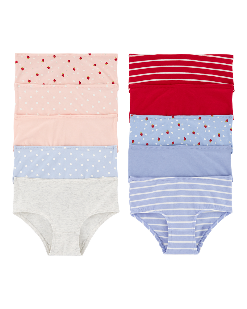 Kid 10-Pack Strawberry Brief Stretch Cotton Undies, image 1 of 3 slides
