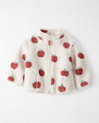 Baby Girl Recycled Sherpa Jacket in Apple Print, image 1 of 3 slides