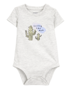 Baby "Strong Like Mom" Cactus Short-Sleeve Bodysuit - Gray, image 1 of 3 slides