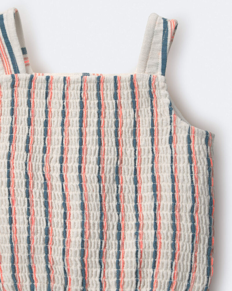Toddler Girl Smocked Top in Stripes - Cream, image 5 of 5 slides