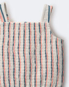 Toddler Girl Smocked Top in Stripes - Cream, image 5 of 5 slides