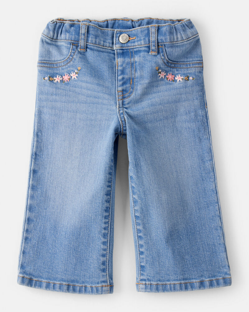 Baby Girl Denim Wide-Leg Jeans - Blue, image 1 of 5 slides