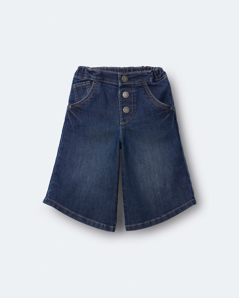 Toddler Girl Wide-Leg Pants in Denim - Blue, image 2 of 7 slides
