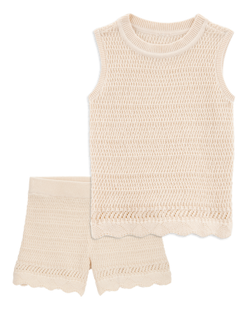 Baby 2-Piece Crotchet Knit Tank & Shorts Set - Ivory
, 