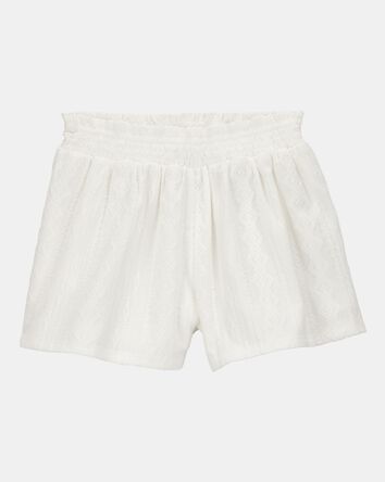 Kid Pull-On Smocked Shorts - Cream, 