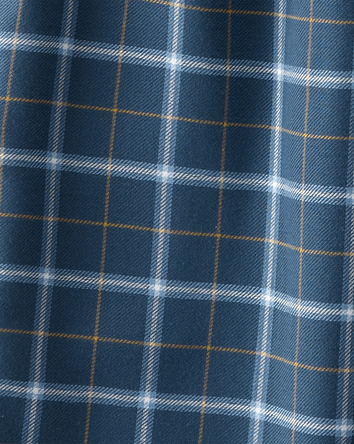 Kid 2-Piece Plaid Loose Fit Coat-Style Pajamas - Navy, 