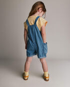 Toddler Embroidered Shortall with Pockets in Chambray, image 4 of 7 slides