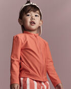 Toddler Full-Zip Long-Sleeve Rashguard - Orange, image 1 of 6 slides