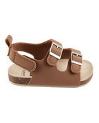 Baby Buckle Faux Cork Sandals - Brown, image 2 of 6 slides