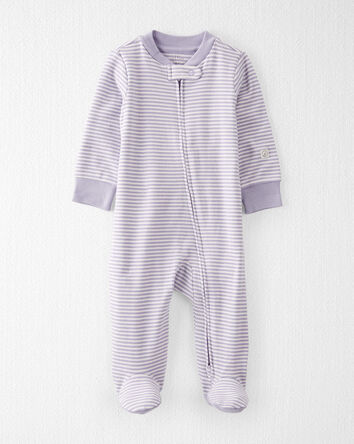 Baby Girl Organic Cotton Striped Sleep & Play Pajamas, 