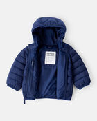 Baby Packable Hooded Puffer Jacket - Navy Blue, image 3 of 5 slides