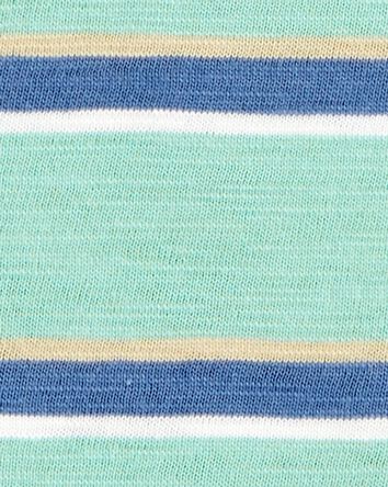Toddler Striped Cotton Blend Short-Sleeve Henley - Green, 