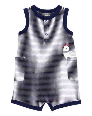 Baby Boy Blue Striped 1-Piece Romper, 
