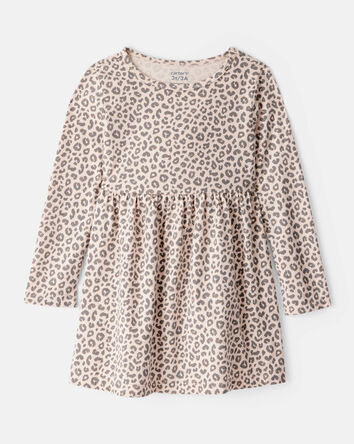Toddler Girl Leopard Print Long-Sleeve Dress - Brown, 