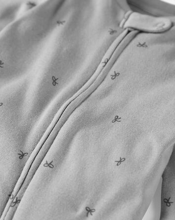 Baby Girl Organic Cotton Sleep & Play Pajamas in Bows, 