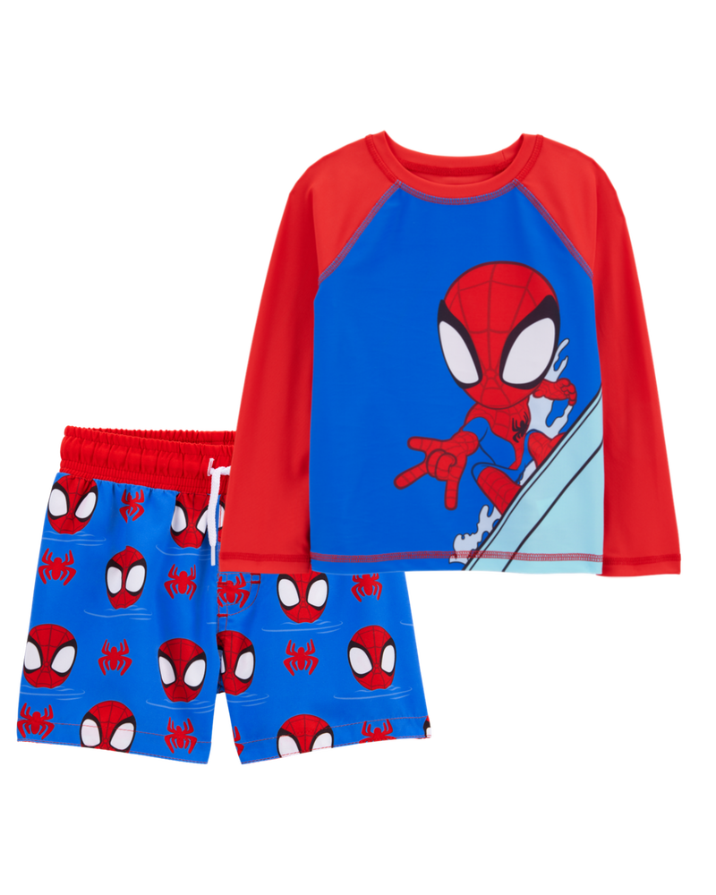 Toddler 2-Piece Spider-Man Rashguard & Swim Trunk Set, image 1 of 6 slides