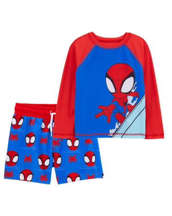 Toddler 2-Piece Spider-Man Rashguard & Swim Trunk Set, 