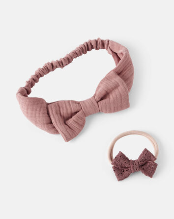 Baby Girl 2-Pack Bow Headwraps, 