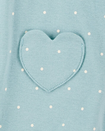 Baby Heart Pockets Cotton Romper - Blue, 
