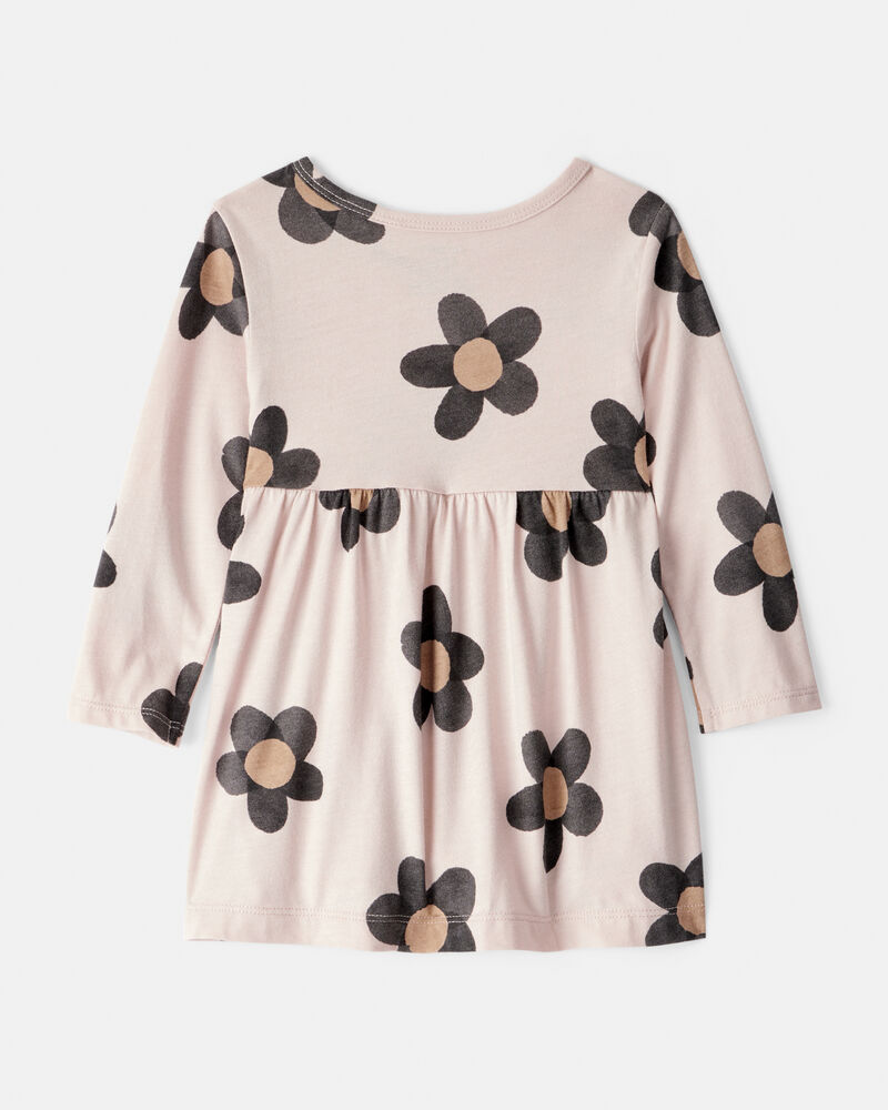 Baby Girl Floral Print Long-Sleeve Dress - Ivory, image 2 of 4 slides