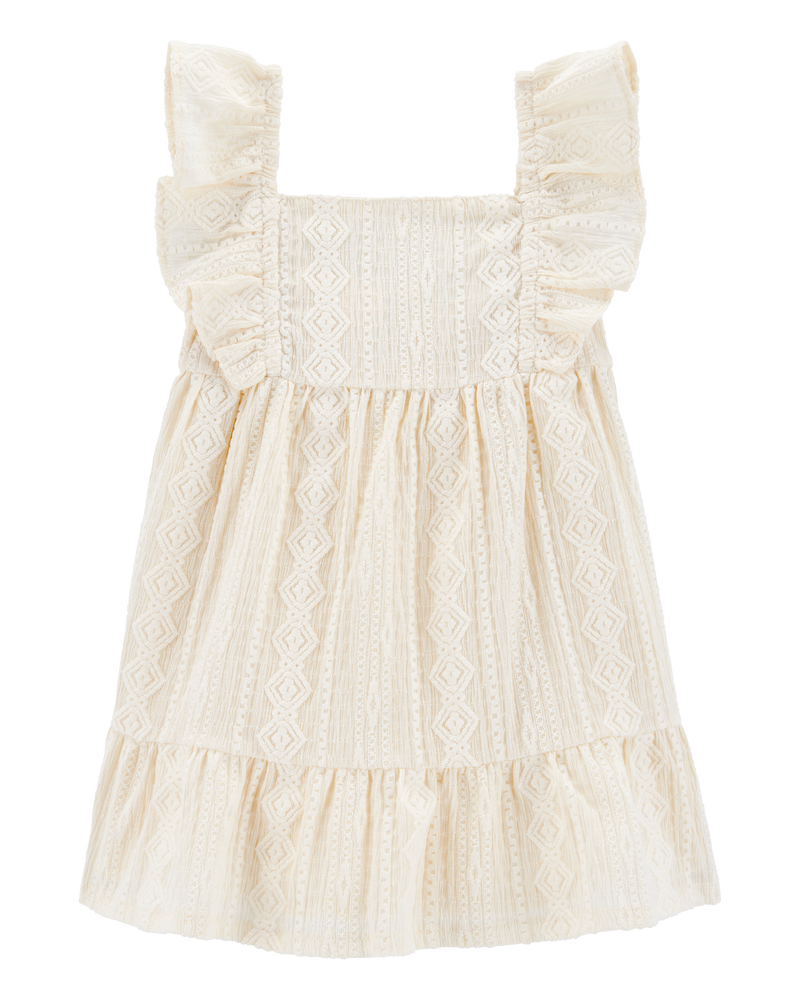 Baby Tiered Flutter-Sleeve Crochet Dress - Ivory, image 1 of 5 slides