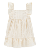 Baby Tiered Flutter-Sleeve Crochet Dress - Ivory, image 1 of 5 slides