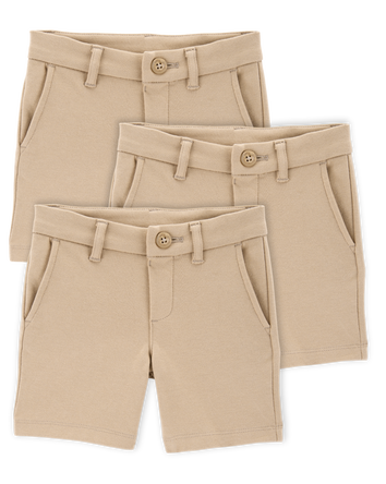 Toddler 3-Pack Ponte Knit Uniform Shorts - Khaki, 