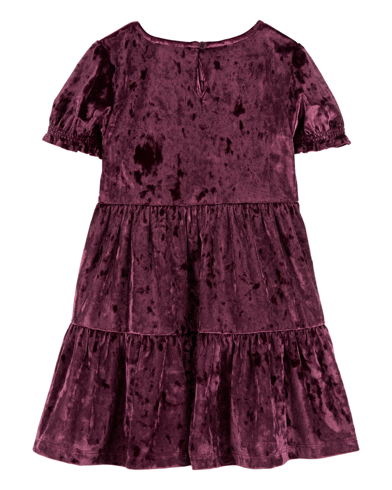Toddler Velour Puff Sleeve Dress, image 2 of 4 slides