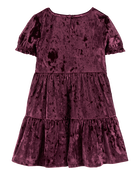 Toddler Velour Puff Sleeve Dress, image 2 of 4 slides