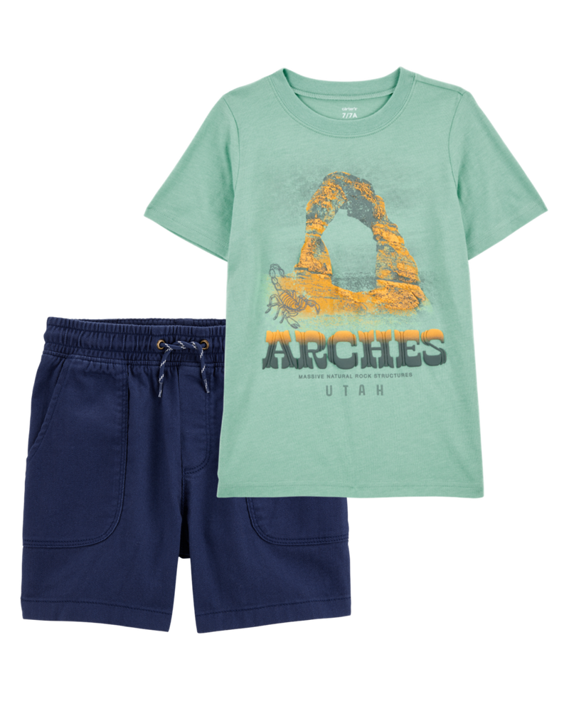 Kid 2-Piece Tee & Shorts Outfit Set, image 1 of 6 slides
