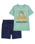 Kid 2-Piece Tee & Shorts Outfit Set, image 1 of 6 slides