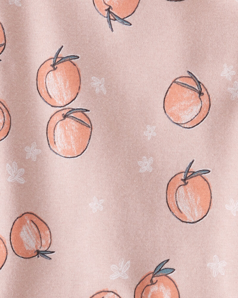 Baby Girl Organic Cotton Pajamas in Peach Print, image 3 of 5 slides