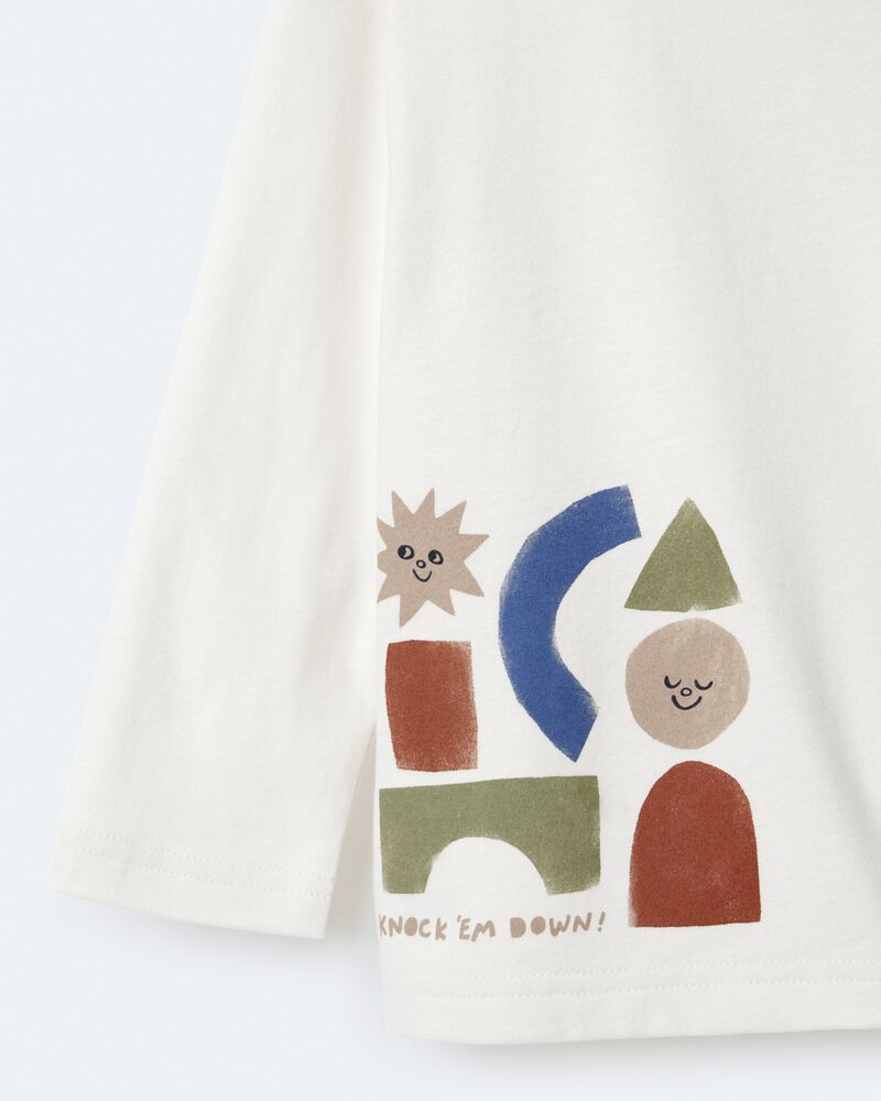 Toddler Long-Sleeve Pocket Relaxed Tee with Shapes - Cream, image 6 of 6 slides