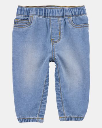 Baby Boy Medium Wash Pull-On Jeans With Snap Leg Closures, 